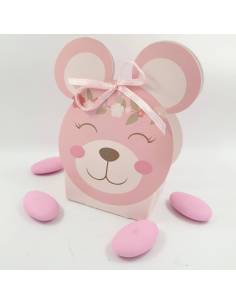 Scatoline portaconfetti Battesimo femmina orsetto pompon 2