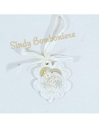 Idee bomboniere Sacre Battesimo foglia immagine Sacra Famiglia