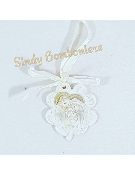 Idee bomboniere Sacre Battesimo foglia immagine Sacra Famiglia