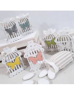 Portaconfetti prima comunione gabbietta farfalle colorate