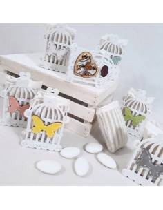 Portaconfetti prima comunione gabbietta farfalle colorate 2