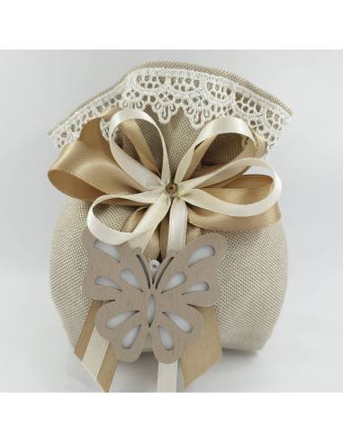 Sacchetti prima comunione farfalla in legno