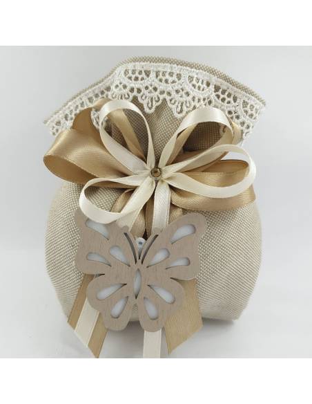 Sacchetti prima comunione farfalla in legno