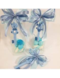 Scatoline portaconfetti battesimo animaletti chiavi azzurre