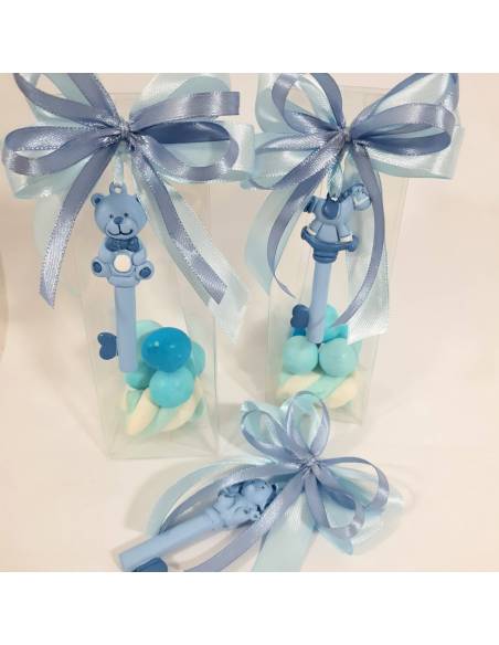 Scatoline portaconfetti battesimo animaletti chiavi azzurre