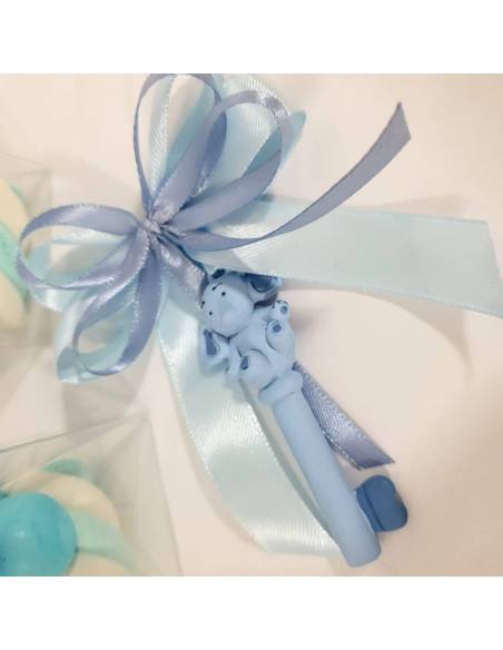 chiave elefantino celeste portaconfetti battesimo