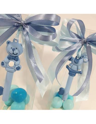 chiavi azzurre orsacchiotto battesimo portaconfetti