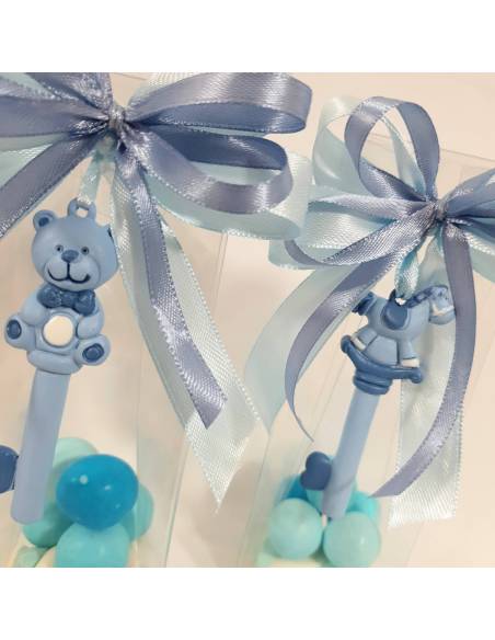 chiavi azzurre orsacchiotto battesimo portaconfetti