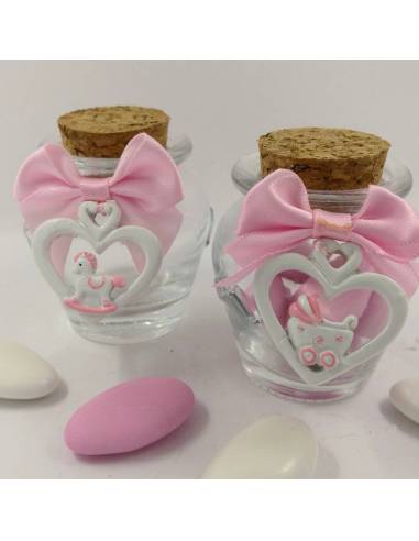 Vasetti Battesimo bimba cuore cavalluccio