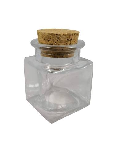 Vasetto barattolo scatolina in vetro quadrato con tappo in sughero porta confetti