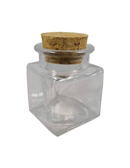 Vasetto barattolo scatolina in vetro quadrato con tappo in sughero porta confetti