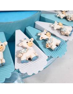 TORTA BOMBONIERE GIRAFFA magnete azzurro bimbo compleanno battesimo 2