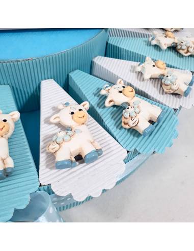 TORTA BOMBONIERE GIRAFFA magnete azzurro SPEDIZIONE INCLUSA bimbo compleanno battesimo