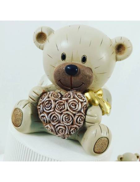 BARATTOLI vetro con STATUINA orso per idee battesimo comunione daddyheart 