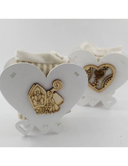 Scatoline bomboniere Cresima cuore in legno