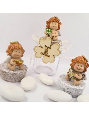 Bomboniere Cresima quadrifoglio con angioletto