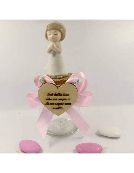 Barattoli per confetti bimba porcellana e cuore frase