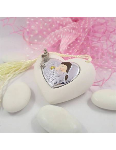 Bomboniere Comunione femmina cuore incastonato