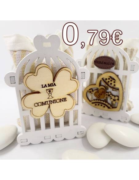 Scatoline Comunione gabbietta con quadrifoglio in legno