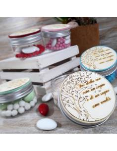 Scatoline Comunione portaconfetti con tappo in legno frase incisa