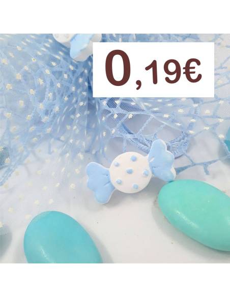 Gessetti per bomboniere bimbo a forma di caramella bianca e celeste