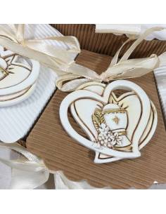 Torta bomboniera Comunione cuori intrecciati stilizzati SPEDIZIONE GRATUITA 2