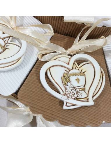 Torta bomboniere Comunione cuori intrecciati offerta