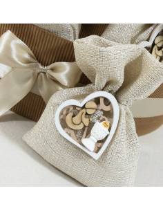 Torta bomboniere Comunione portasacchetti brillè con cuore 2