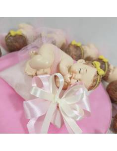 Torta bomboniera Battesimo bimba tulle rosa 2