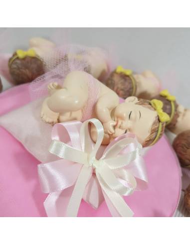 Torta bomboniera Battesimo bimba con fiocchetto