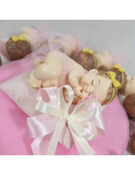 Torta bomboniera Battesimo bimba con fiocchetto