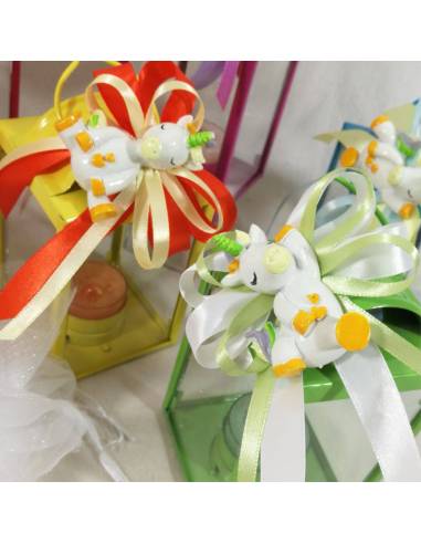 Colorate lanterne in metallo con candela yankee unicorno