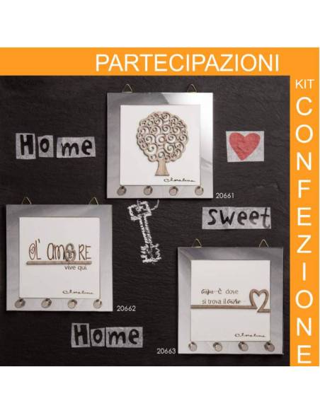 Quadri appendi chiavi Bomboniere Claraluna con frasi amore, casa, albero