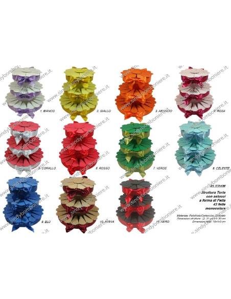 STRUTTURA TORTA BOMBONIERA 43 FETTE MONOCOLORE PORTACONFETTI FAI DA TE CONFEZIONE