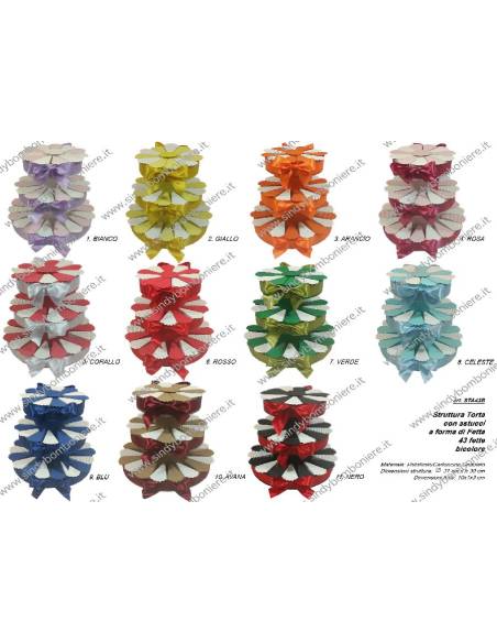 STRUTTURA TORTA BOMBONIERA 43 FETTE BICOLORE PORTACONFETTI FAI DA TE CONFEZIONE