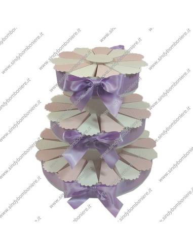 STRUTTURA TORTA BOMBONIERA 43 FETTE BICOLORE PORTACONFETTI FAI DA TE CONFEZIONE