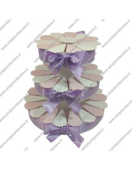 STRUTTURA TORTA BOMBONIERA 43 FETTE BICOLORE PORTACONFETTI FAI DA TE CONFEZIONE