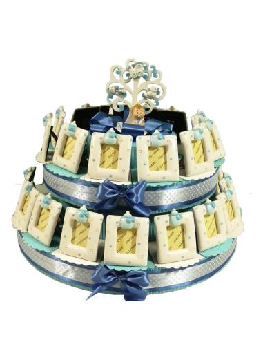 Torta bomboniera Battesimo bimbo portafoto biberon| Sindy Bomboniere