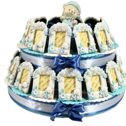 Torta bomboniere Battesimo orsetto Cuoremio per maschio 2