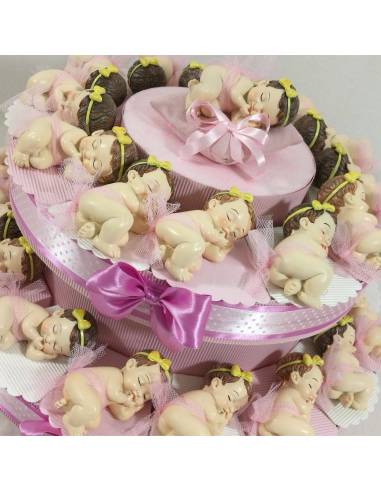 Torta bomboniera Battesimo bimba tulle rosa| Sindy Bomboniere