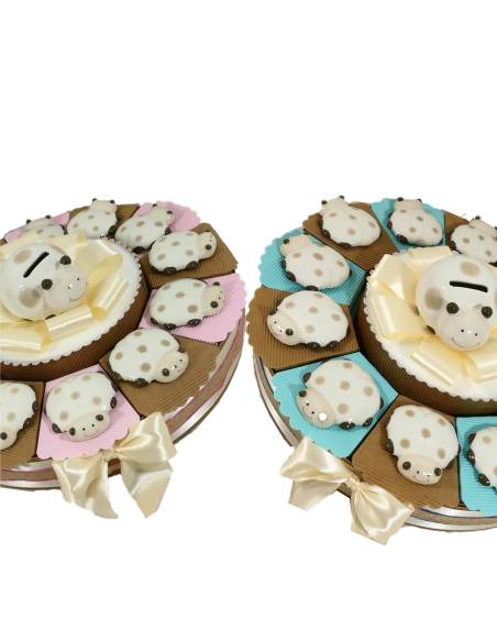 Torta bomboniera coccinella magnete ceramica porcellanata