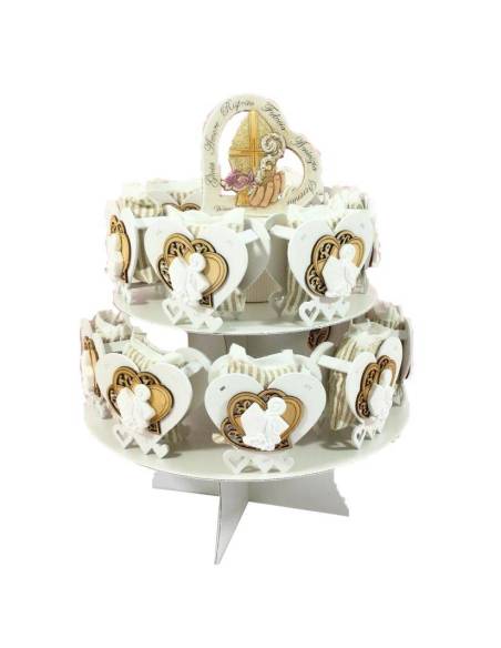 Torta bomboniera Cresima con cuore frasi e scatoline
