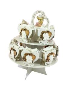 Torta bomboniera per Comunione cuore portaconfetti con gessetto eucarestia