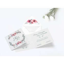 Inviti nozze con papaveri e fiori stilizzati