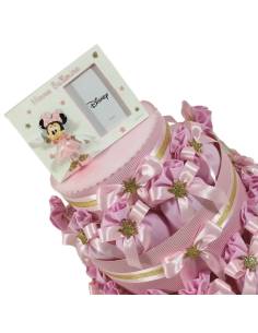 Torta bomboniera Disney Minnie portasacchetti rosa con stella dorata e portafoto