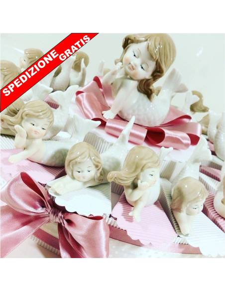 torta bomboniere porcellana battesimo comunione sirenetta confetti e bigliettino omaggio