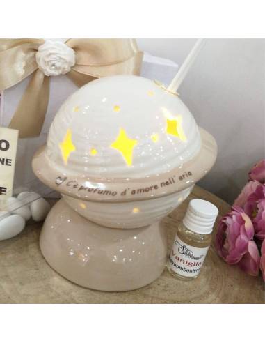 Bomboniere diffusore di fragranza pianeta con led in porcellana