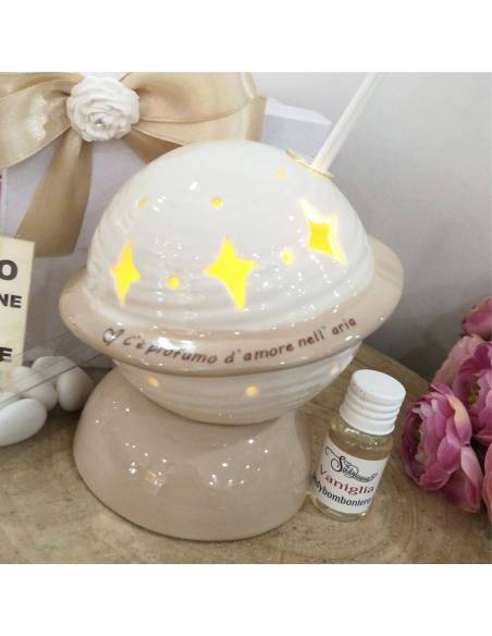 Bomboniere diffusore di fragranza pianeta con led in porcellana