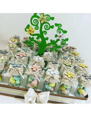 Portaconfetti Comunione in vetro albero della vita primavera