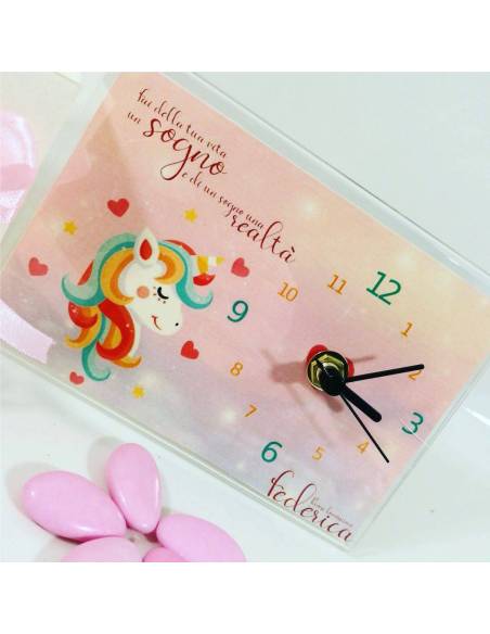 Bomboniere unicorno orologio personalizzato confezione inclusa